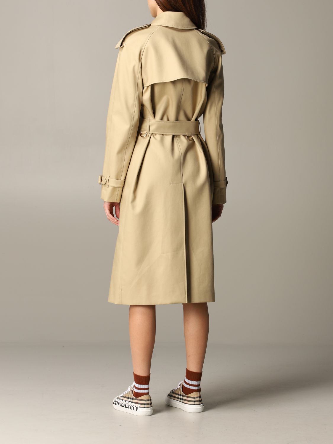 Burberry Outlet: double-breasted trench coat with belt - Beige | Burberry  coat 8024435 online on 
