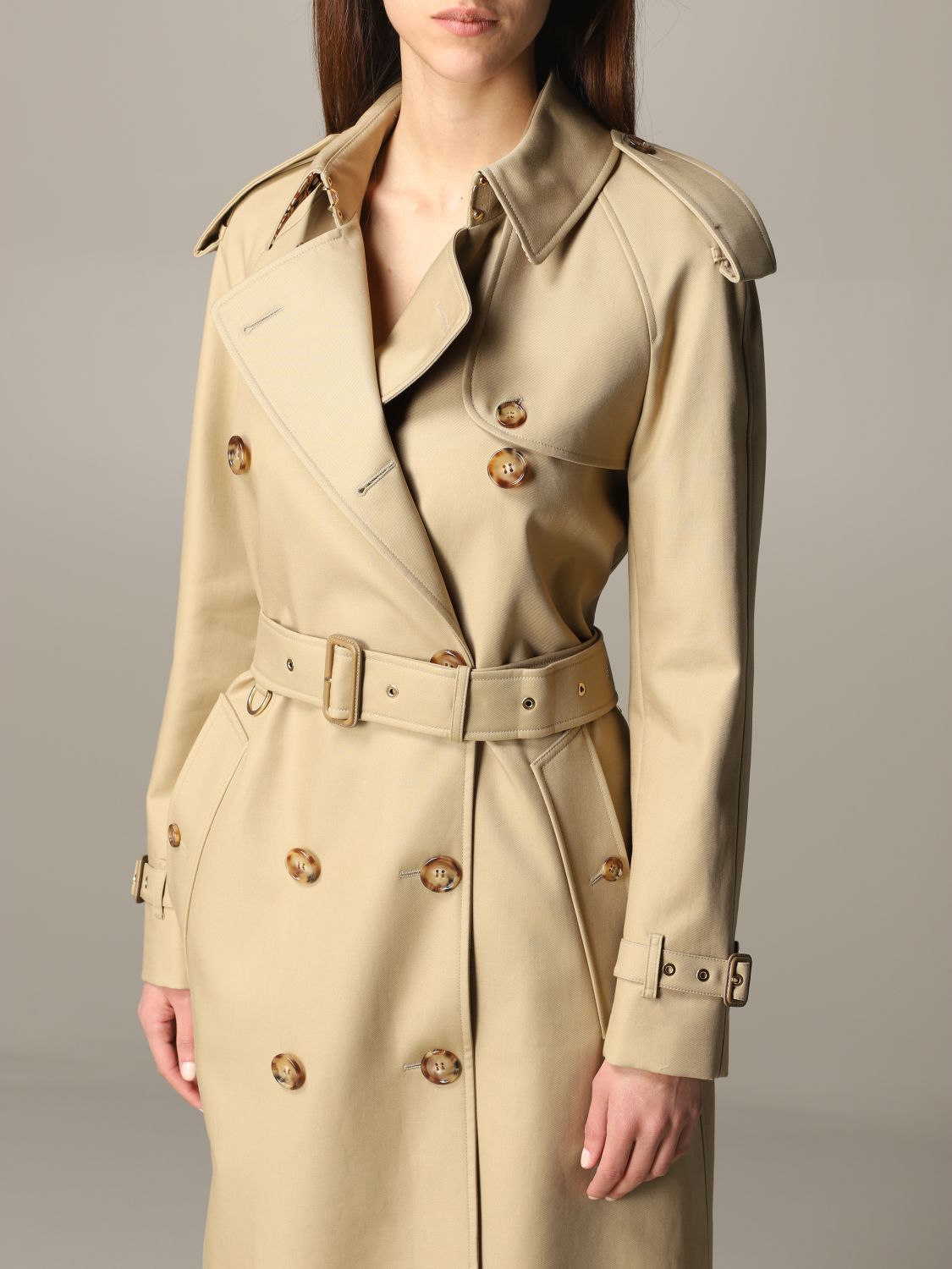 Burberry Outlet: double-breasted trench coat with belt - Beige | Burberry  coat 8024435 online on 