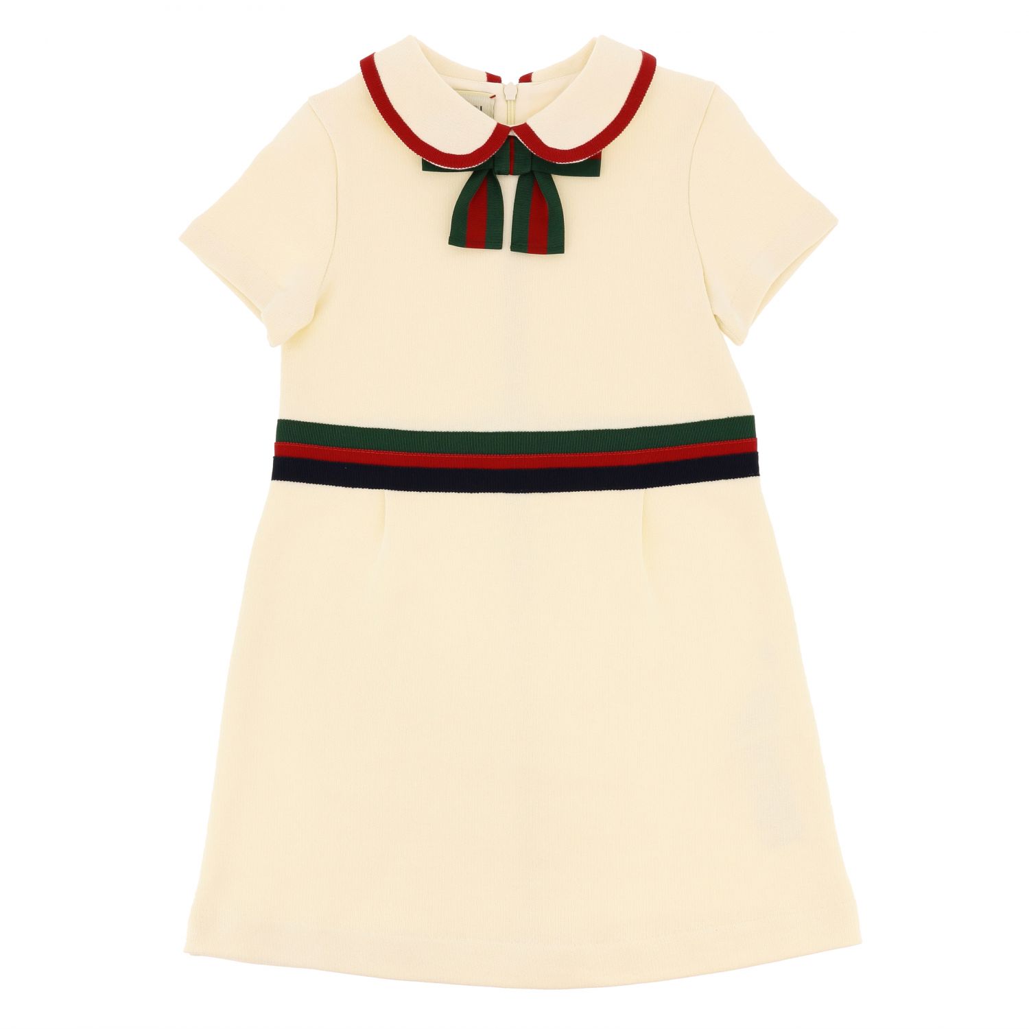GUCCI: dress with bow and web band | Dress Gucci Kids White | Dress ...