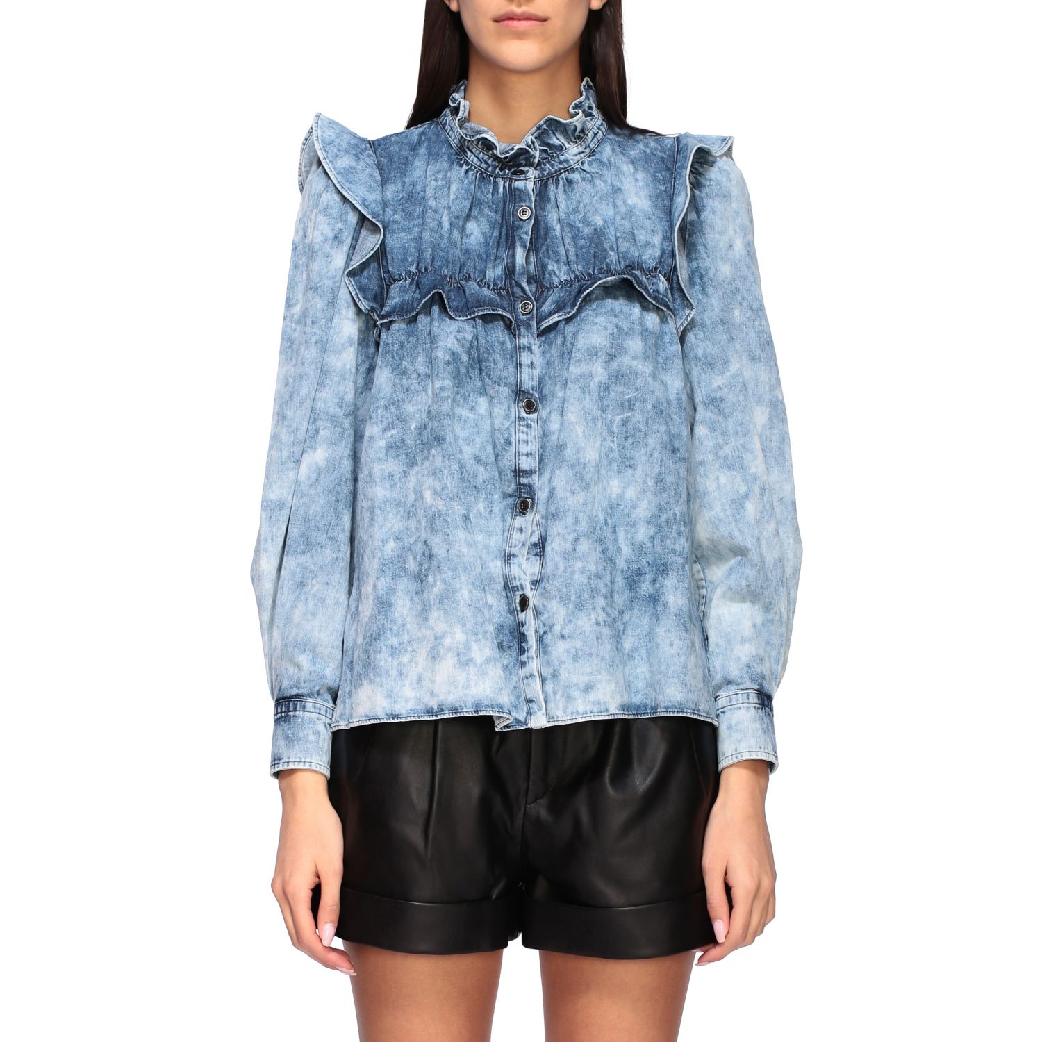 Isabel Etoile Outlet: denim shirt with - Gnawed Blue | Marant Etoile shirt CH061720P022E online on GIGLIO.COM