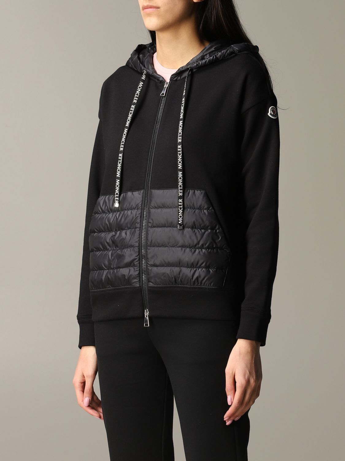 MONCLER: sweatshirt with quilted nylon pockets and hood | Sweater ...