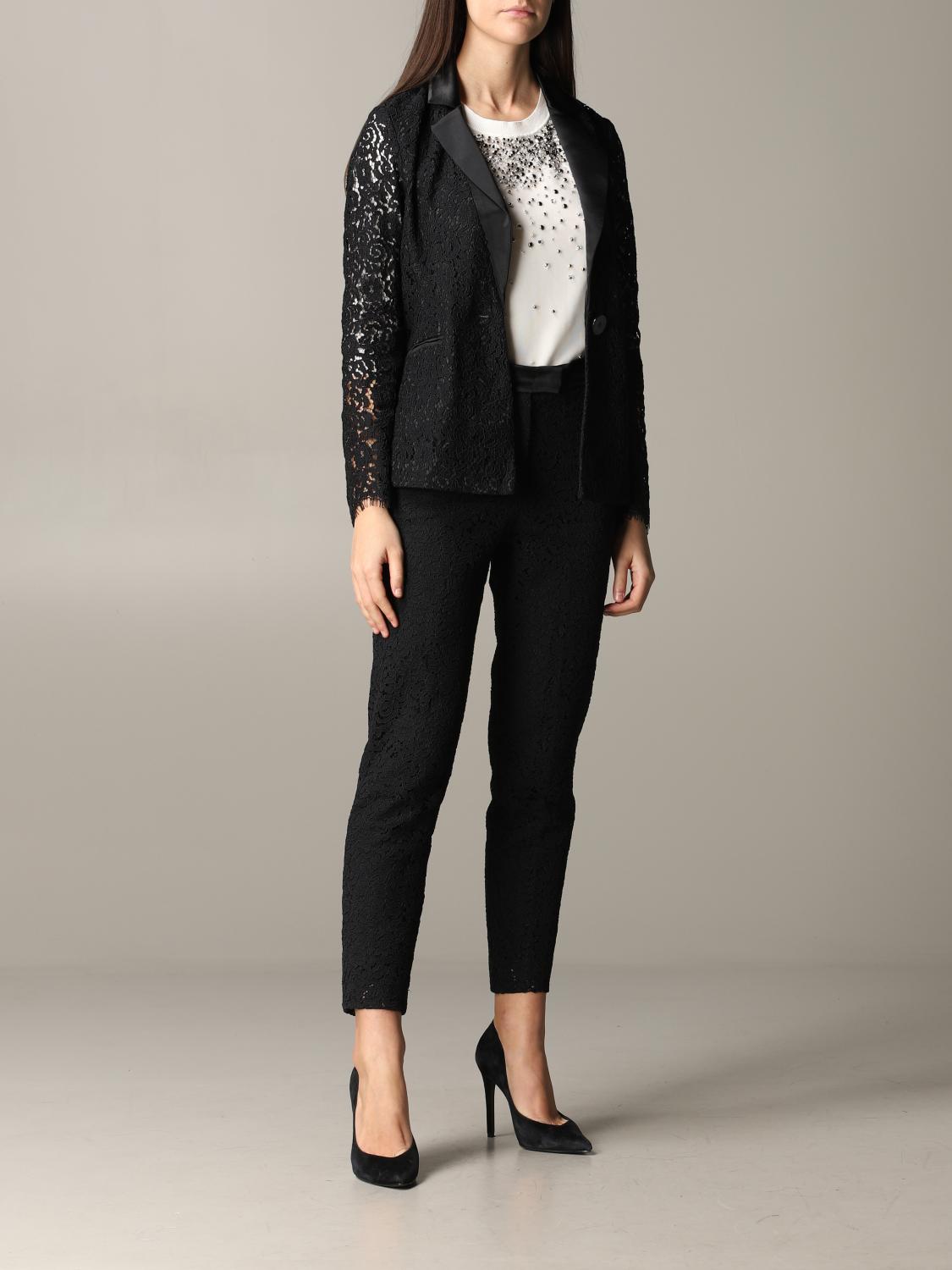 TWINSET: Giacca Twin-set in pizzo - Nero | Giacca Twinset 201TP2192  GIGLIO.COM