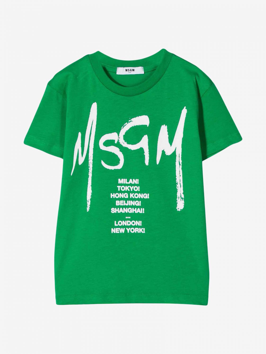 MSGM KIDS: short-sleeved T-shirt with logo print | T-Shirt Msgm Kids ...