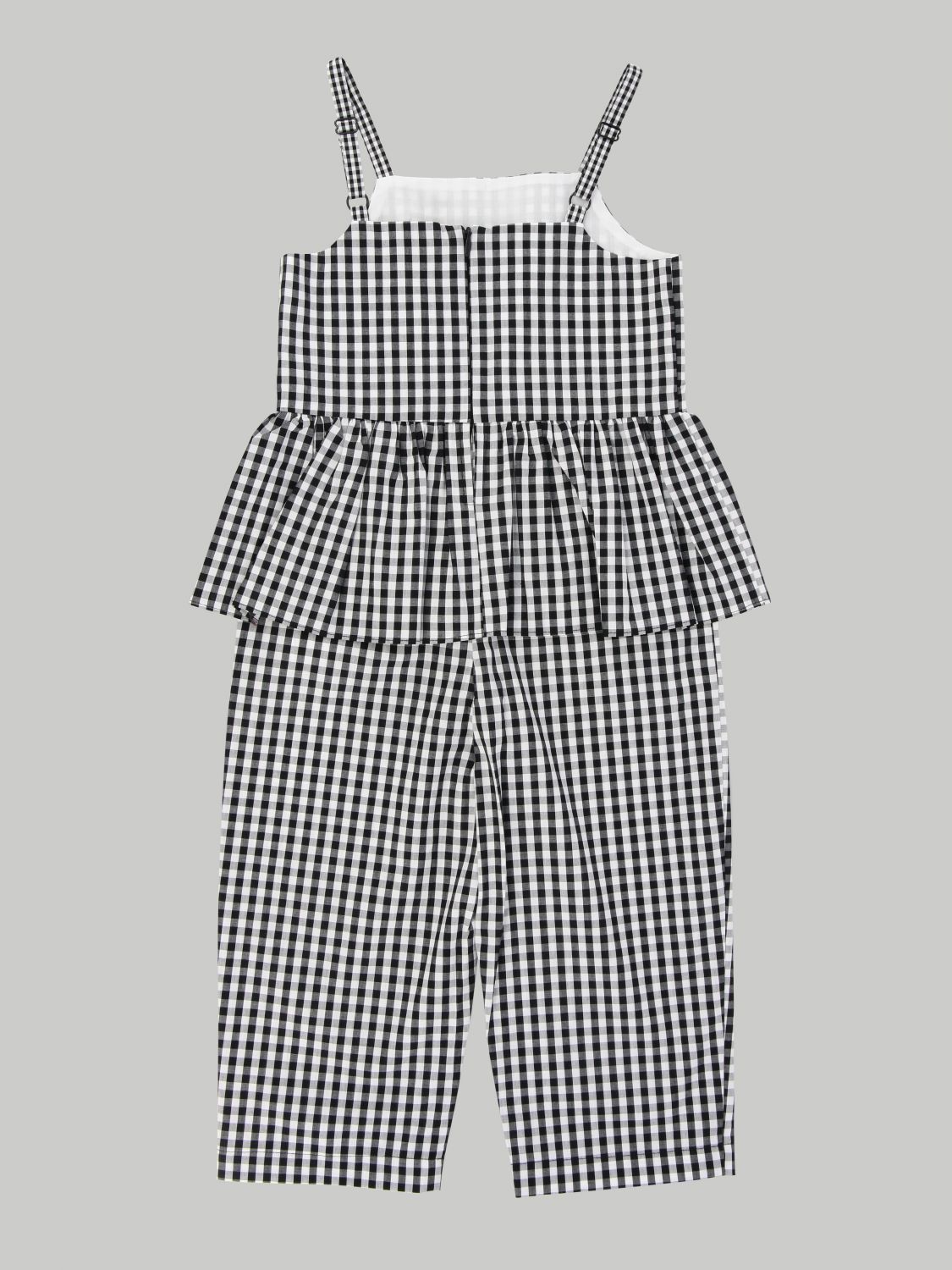 Twinset Outlet: Tuta Twin-set a quadretti con balza - Nero | Tuta Twinset  GB2091 GIGLIO.COM