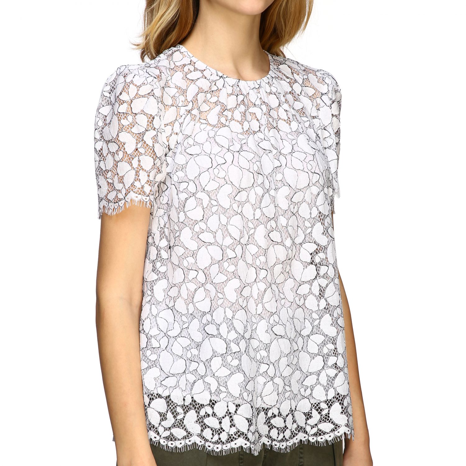 michael kors floral medallion lace top