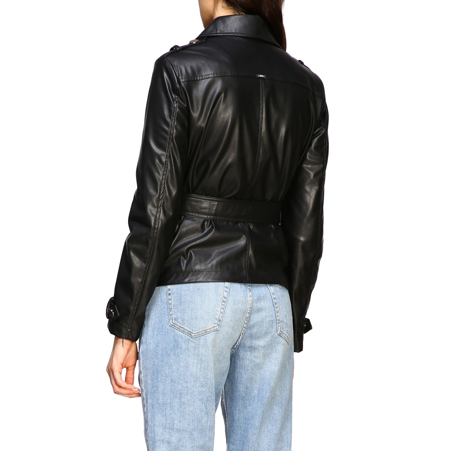 veste en cuir avec ceinture