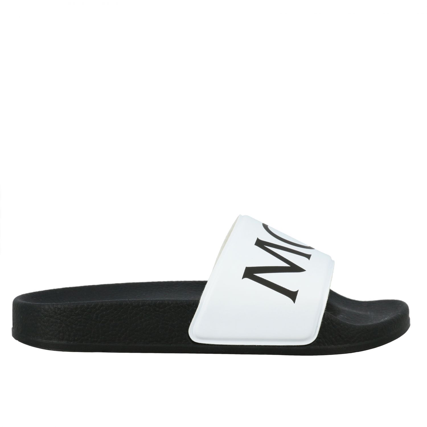 MONCLER: sandal with big logo - White | Moncler shoes F19544C70000 ...