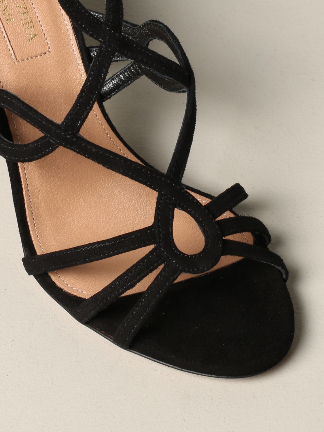 Aquazzura Outlet Suede Sandal Black Aquazzura Heeled Sandals Gtnmids0sue Online On Giglio Com