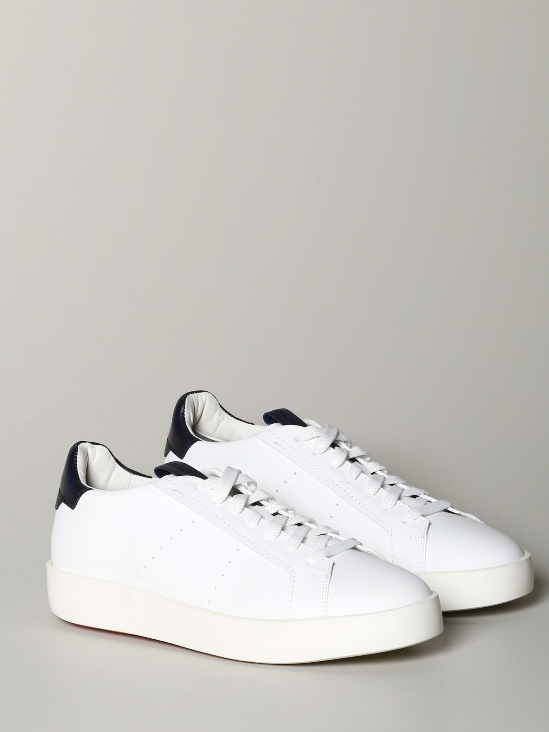 Sneakers Santoni: Santoni smooth leather sneakers white 2