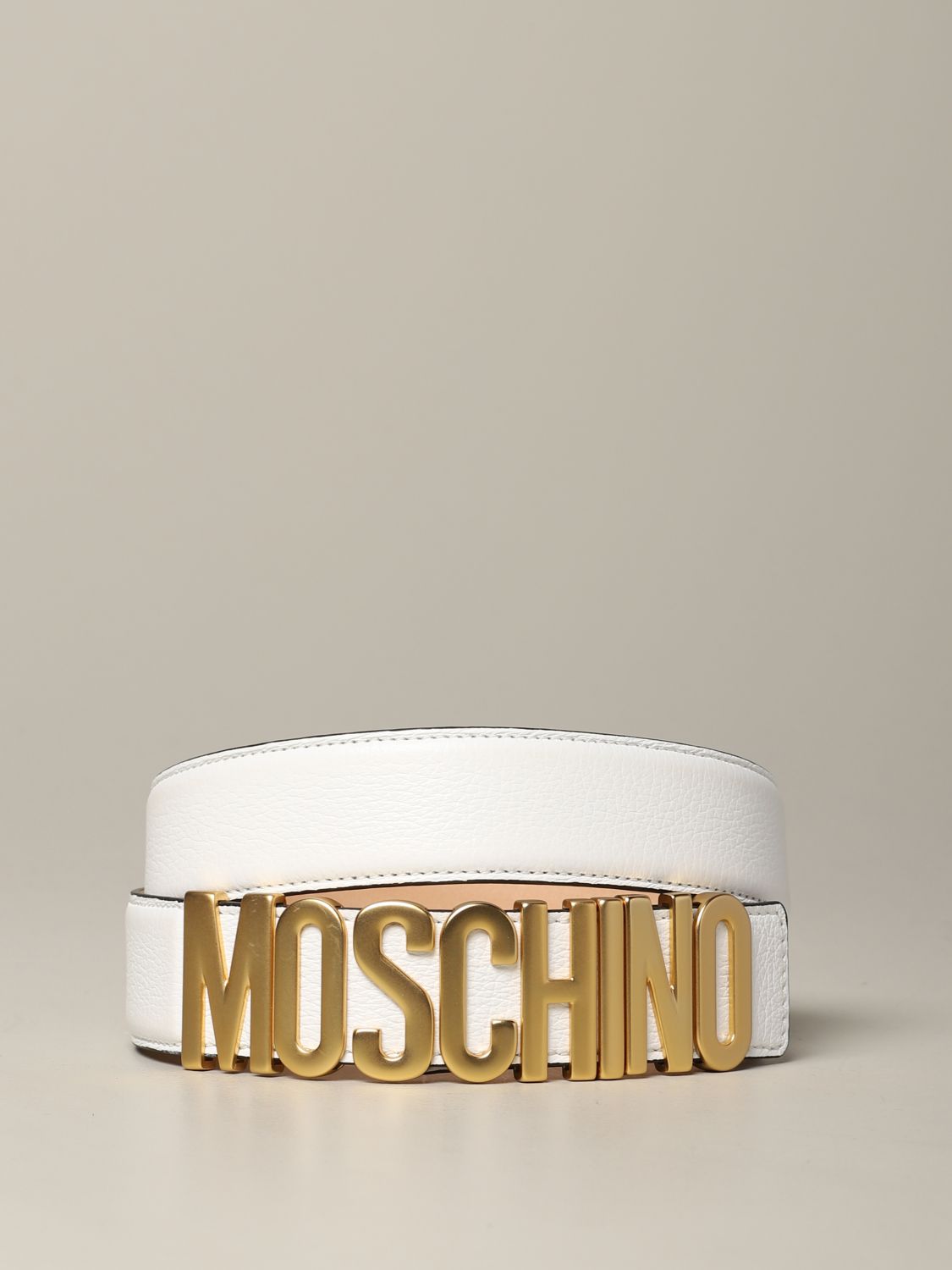 white moschino belt