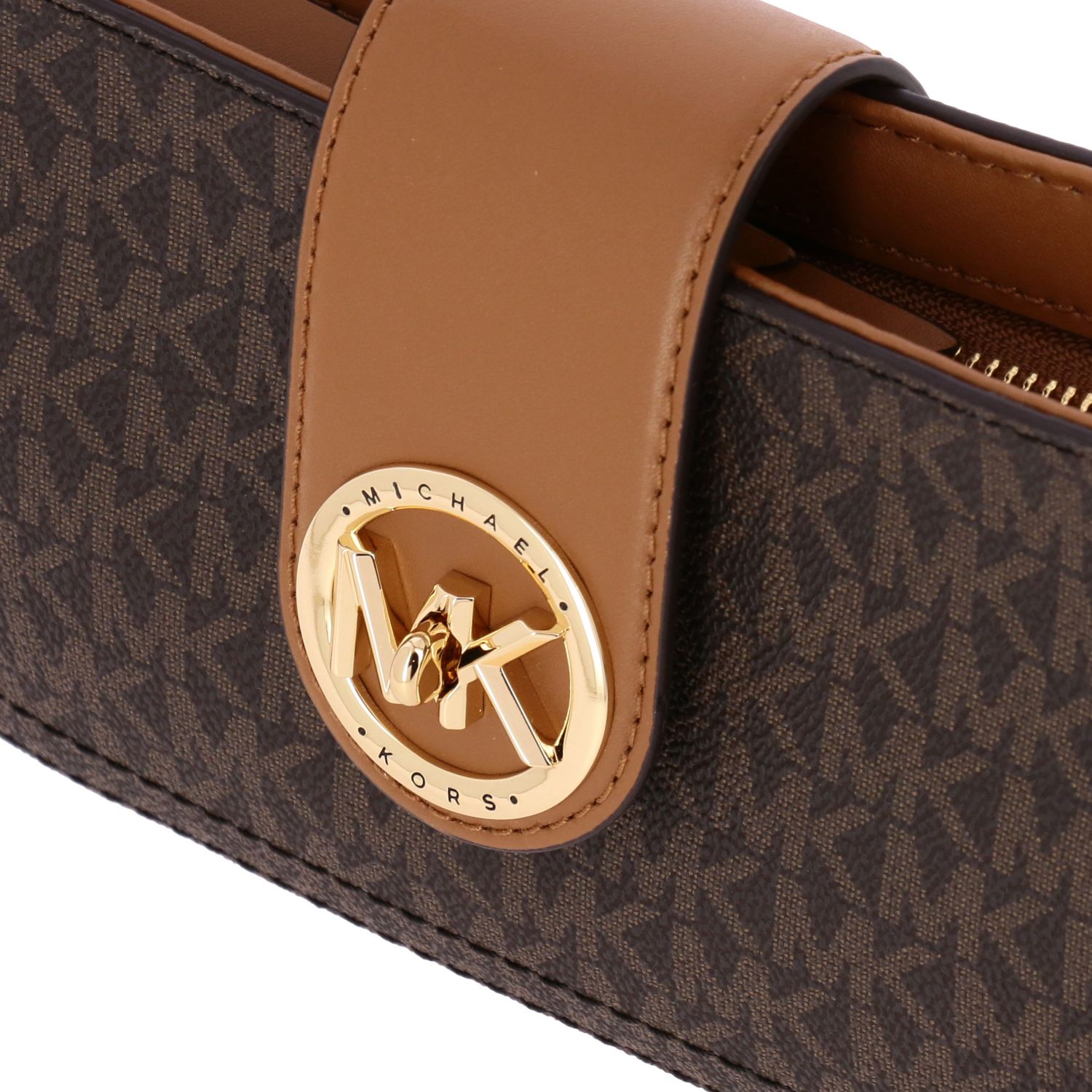 Michael Kors Outlet Michael mini shoulder bag with MK print Dark