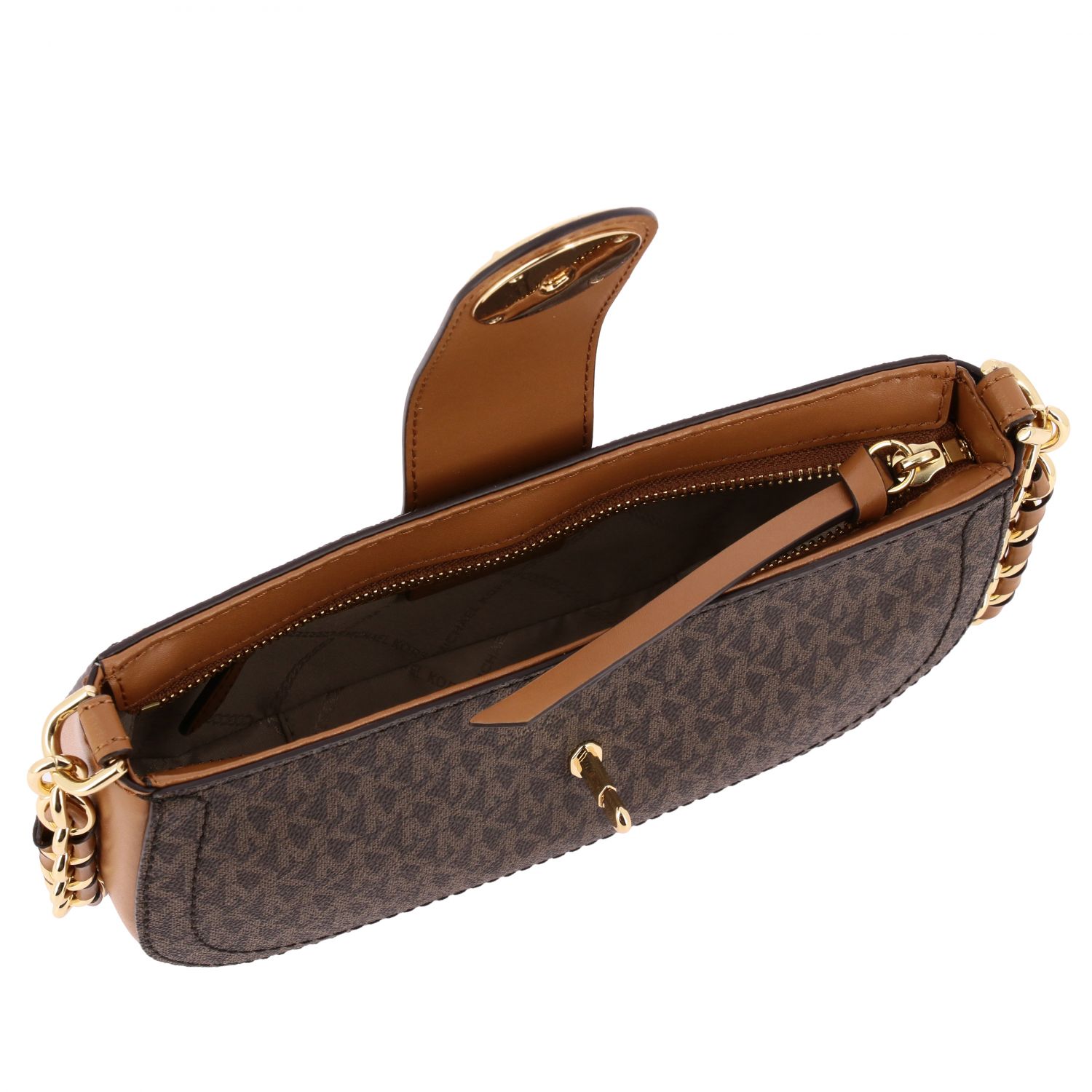 Michael Kors Outlet Michael mini shoulder bag with MK print Dark