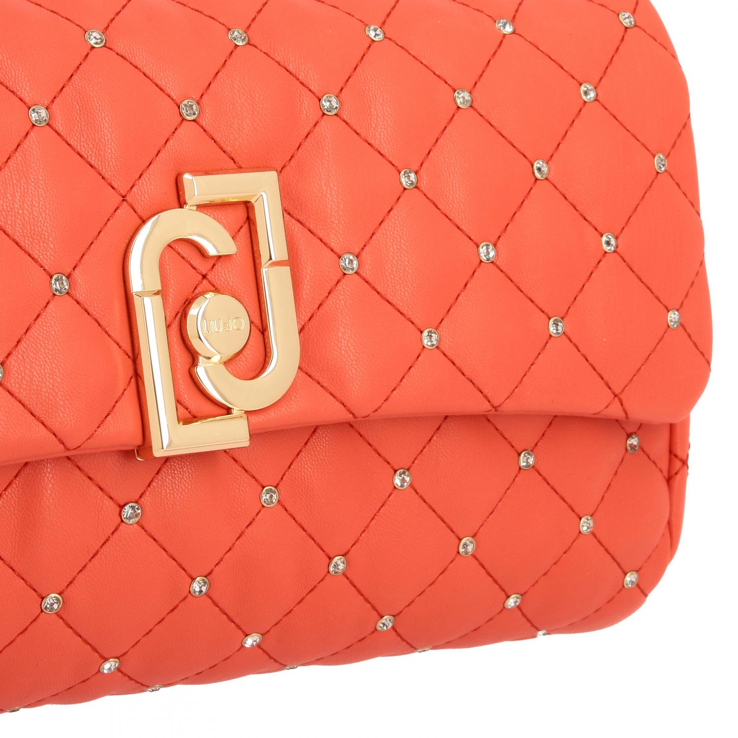 LIU JO shoulder bag in quilted synthetic leather with rhinestones