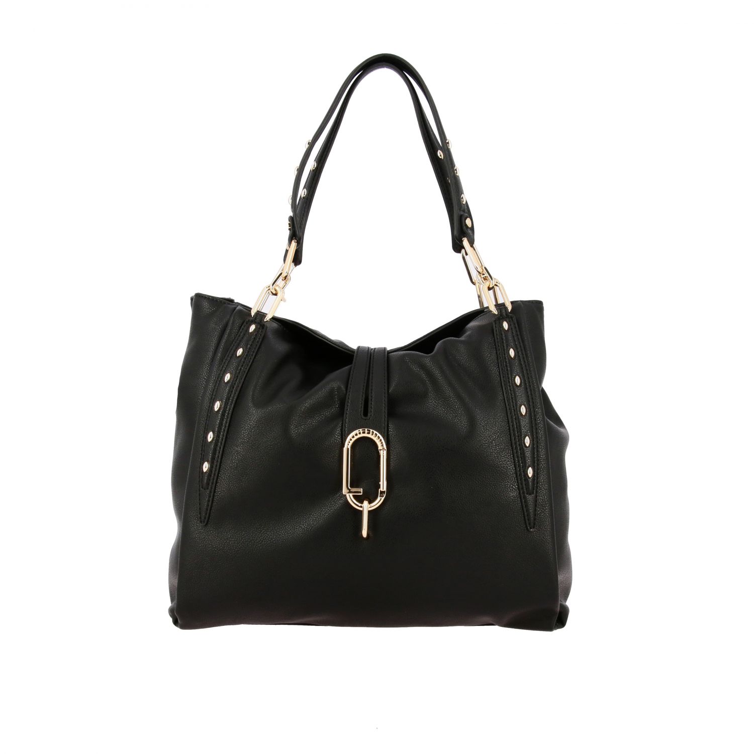 LIU JO: shoulder bag in synthetic leather with logo - Black | Shoulder ...
