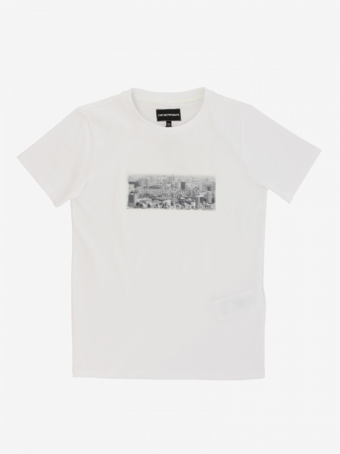 T-shirt Emporio Armani con stampa city e logo | T-Shirt Emporio Armani  Bambino Bianco | T-Shirt Emporio Armani 3H4T62 1J00Z Giglio IT