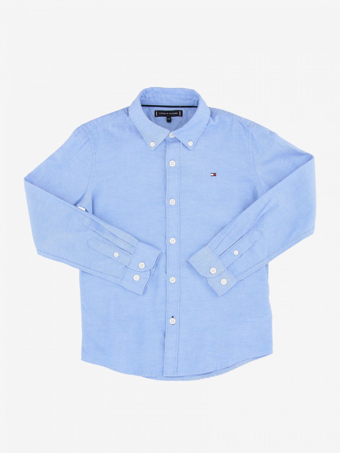 Tommy Outlet: shirt with button-down collar - Sky Blue | Tommy Hilfiger shirt KB0KB05414 online on GIGLIO.COM