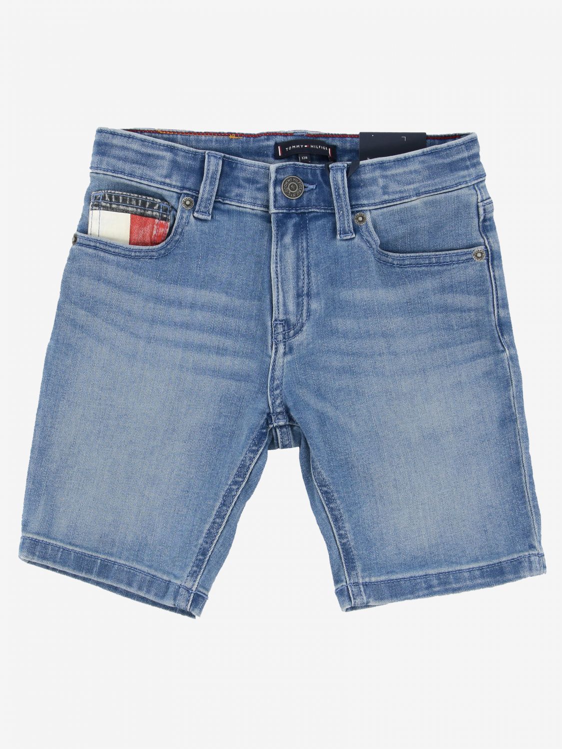 Tommy Hilfiger Outlet: denim shorts used denim with logo Gnawed Blue | Tommy Hilfiger shorts KB0KB05757 online on
