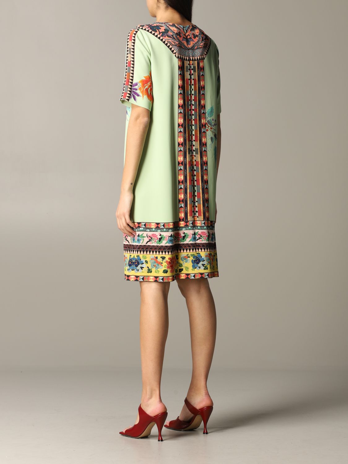 ETRO: Silk Dress With Ethnic And Floral Embroidery - | Etro Dress 13440 ...