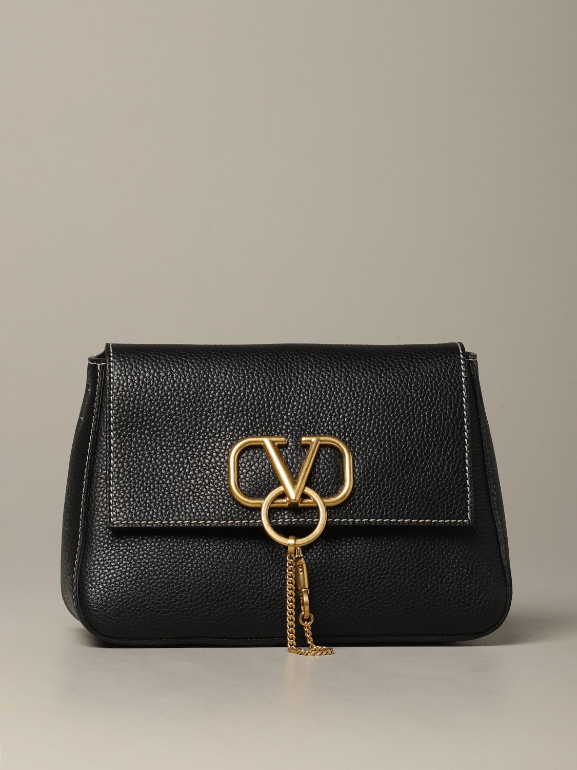 VALENTINO GARAVANI: bag in textured leather with VLogo | Shoulder Bag ...