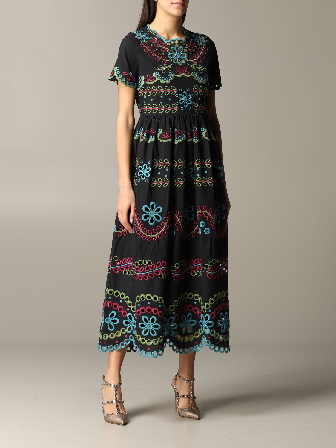 filter superstition fact RED VALENTINO: dress with floral embroidery print - Black | Red Valentino  dress TR0VA12B 51E online at GIGLIO.COM