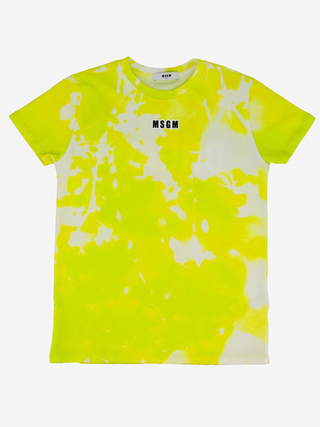 white shirt with yellow writing