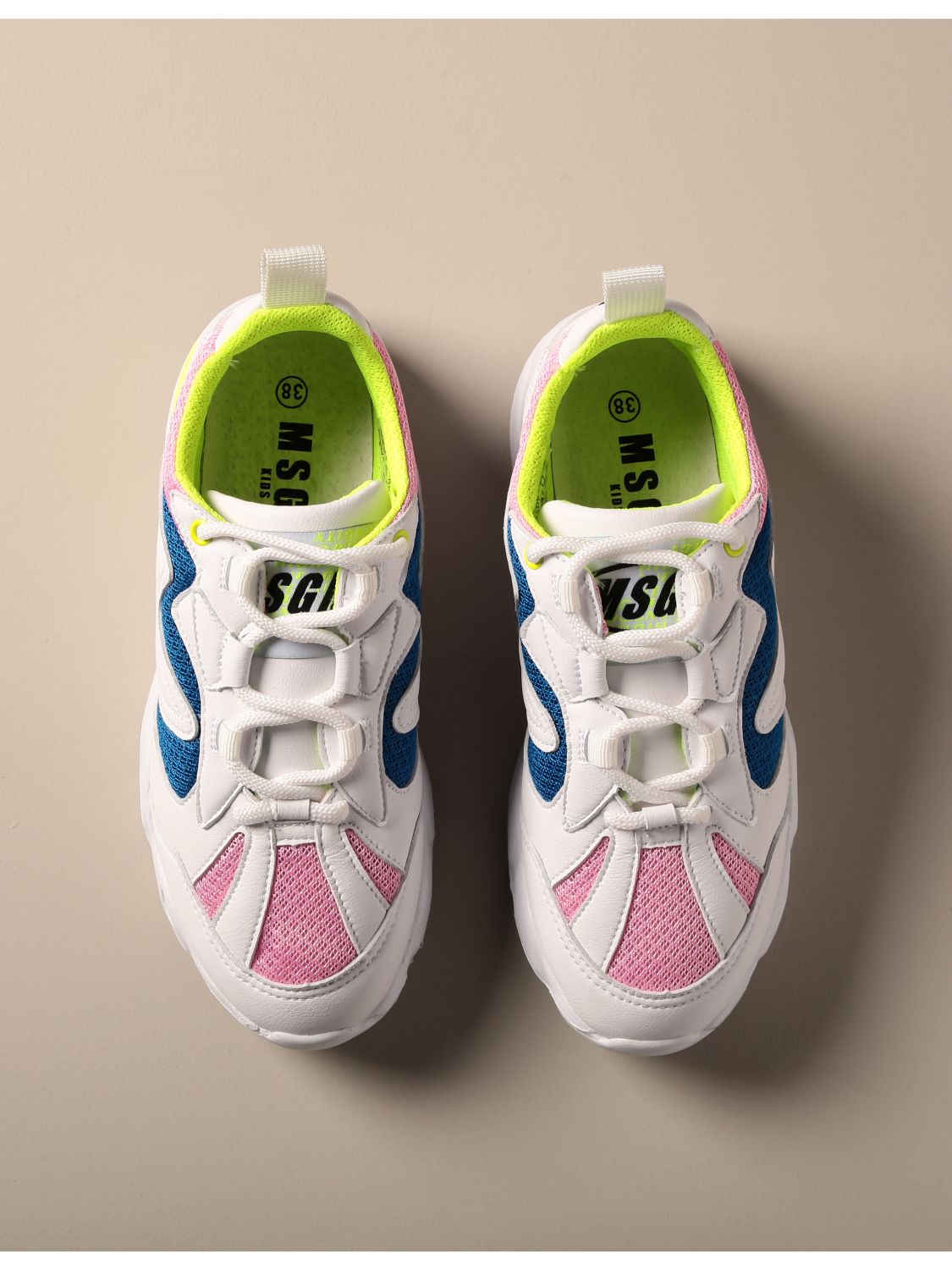 Msgm Kids Outlet: sneakers in leather and bicolor mesh | Shoes Msgm ...