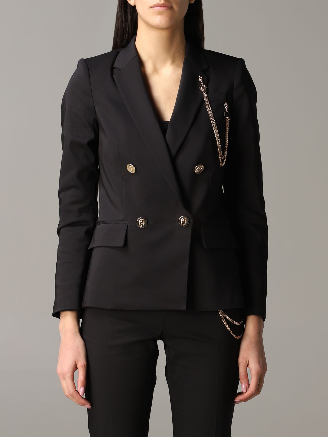 professioneel eiland escort Liu Jo Outlet: double-breasted jacket with jewel chain - Black | Liu Jo suit  PA0063T2354 online on GIGLIO.COM