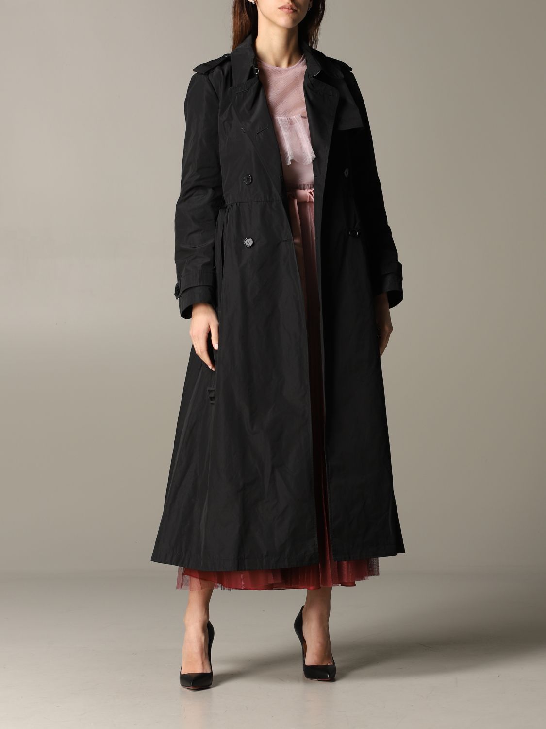 Valentino Outlet: trench coat for woman - Black | Red Valentino trench coat TR3CHA55 1FP online on GIGLIO.COM