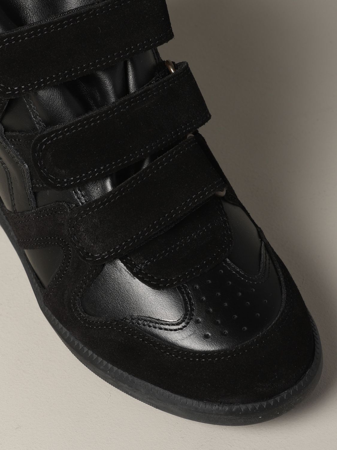 Isabel Marant Outlet: sneakers in leather and suede wedge | Isabel Marant Women Black | Sneakers Isabel Marant BK004620P044S