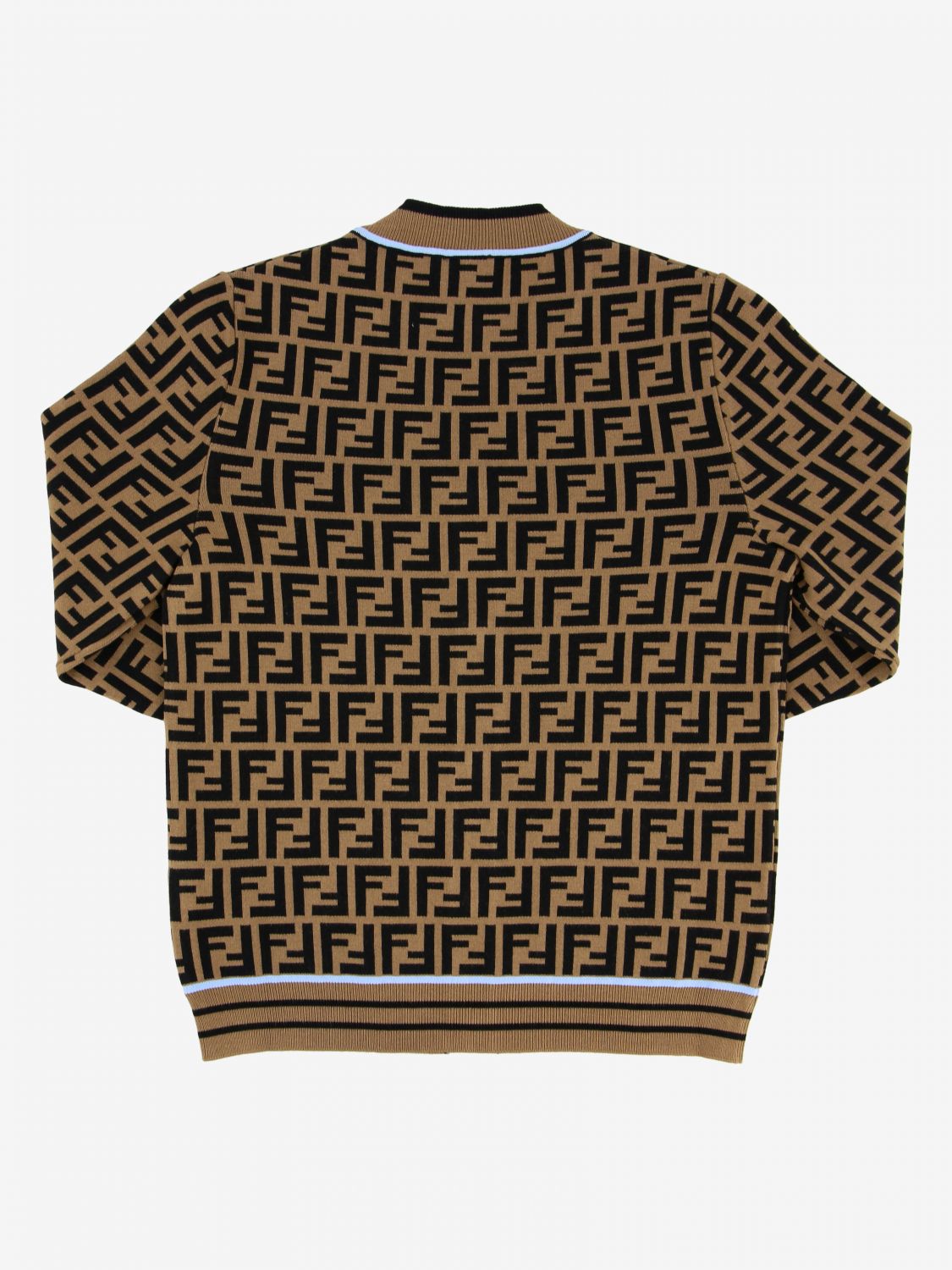 FENDI: cardigan with FF monogram - Brown | Sweater Fendi JMG060 A8L7 ...