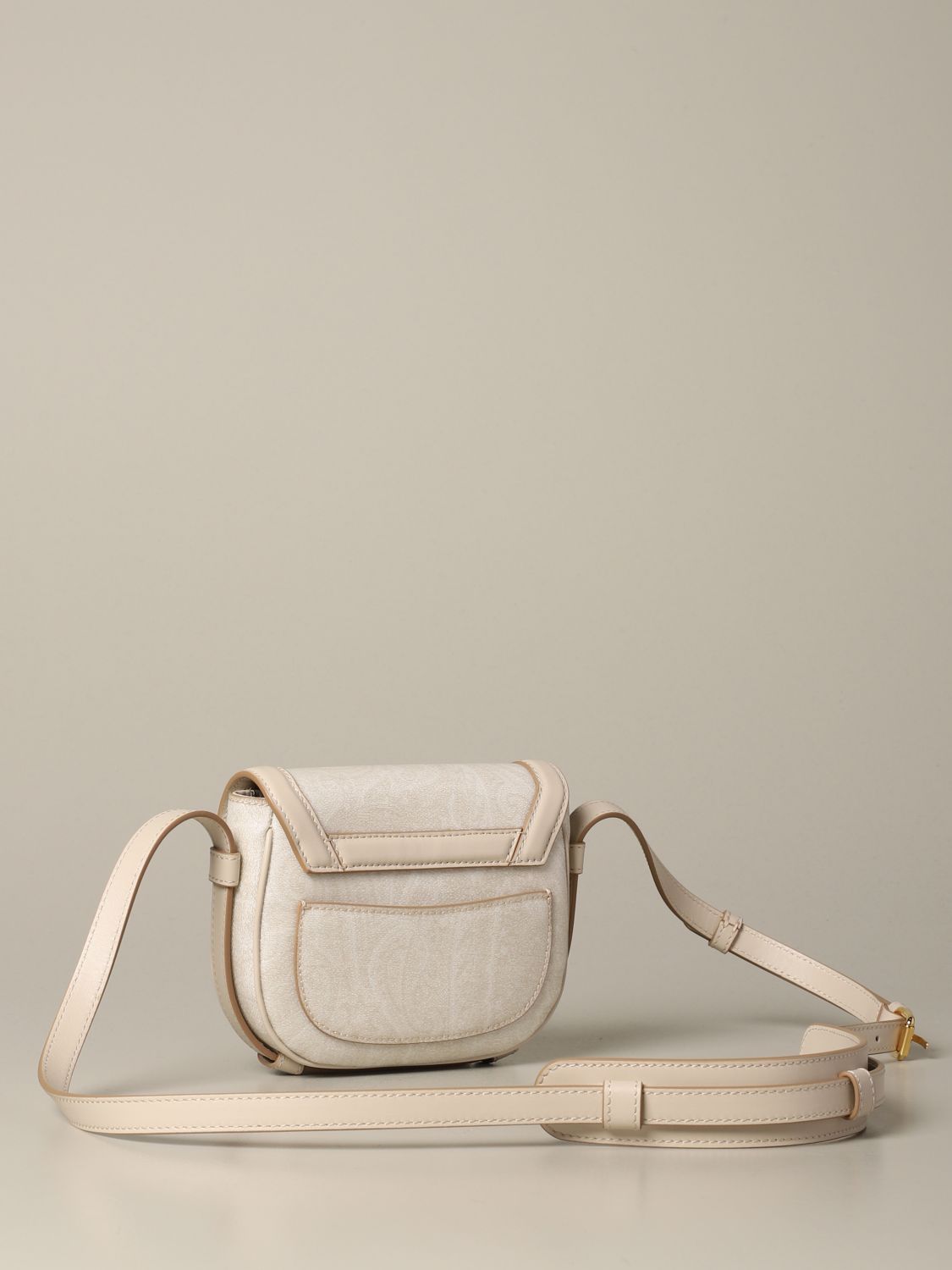 Etro Outlet shoulder bag in leather with paisley print Cream Etro crossbody bags 1I439 8773