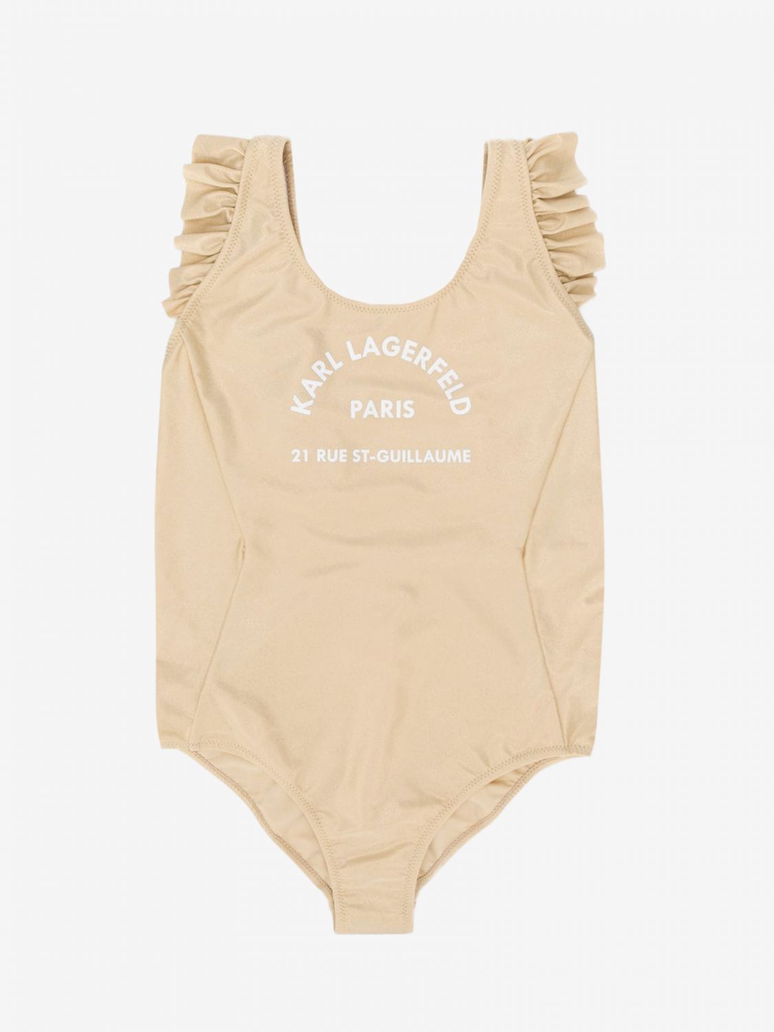 KARL LAGERFELD KIDS: one-piece swimsuit with logo - Gold | Karl ...