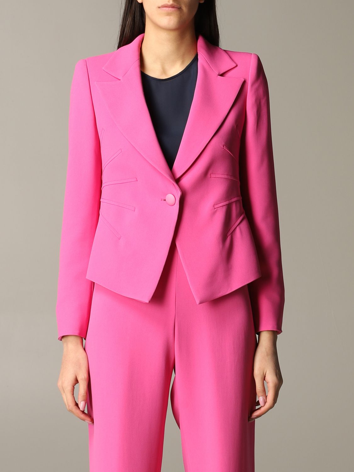 Emporio Armani Outlet: single-breasted jacket - Pink | Emporio Armani suit  5NG38T 52013 online on 