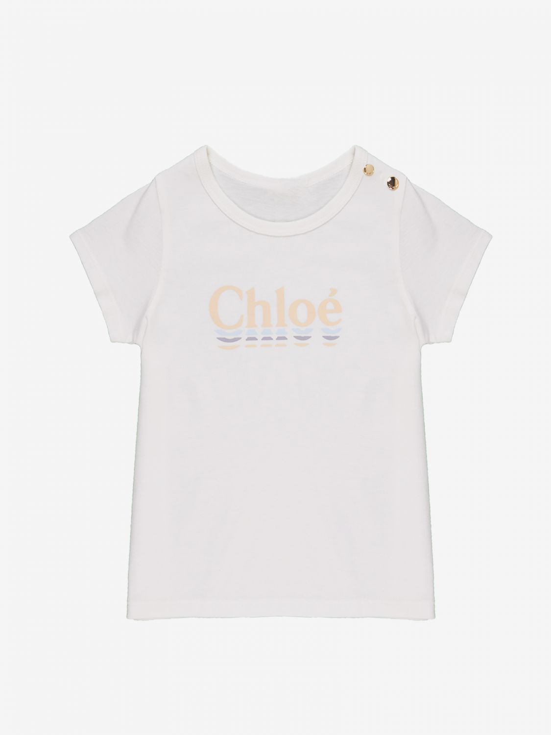 CHLOÉ: t-shirt with logo - White | Chloé t-shirt C15B15 online on ...