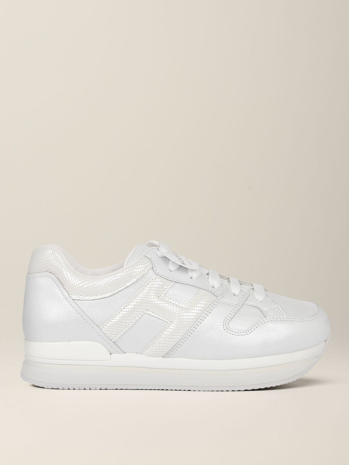 HOGAN: sneakers in pearl leather with rounded H - White | Hogan ...