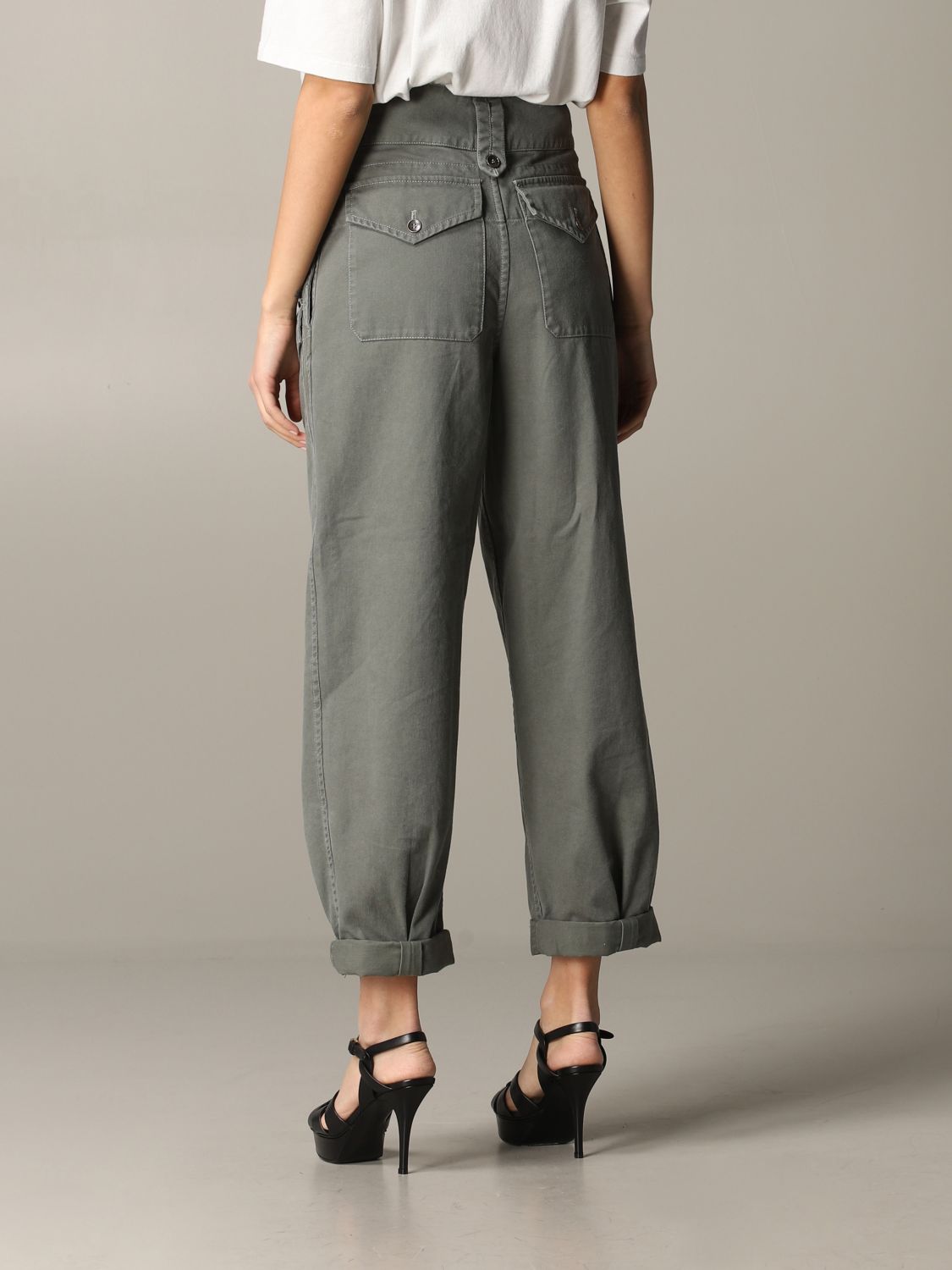 SAINT LAURENT: trousers with buckles - Green | Saint Laurent pants
