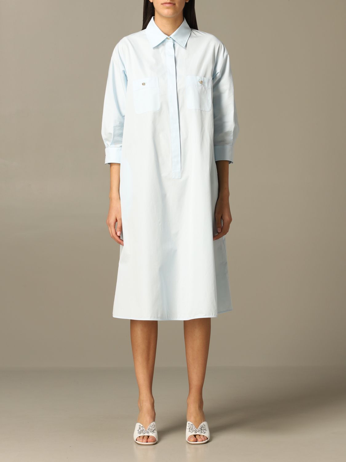 Max Mara Outlet: shirt dress - Blue | Max Mara dress 12211802600 online 