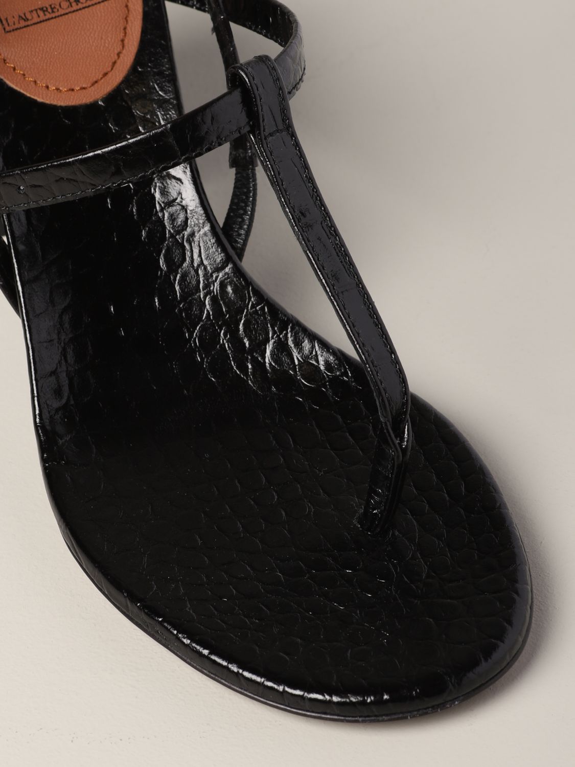 Absatzschuhe L'autre Chose: L'autre Chose Sandale aus Leder mit Kroko-Print schwarz 4