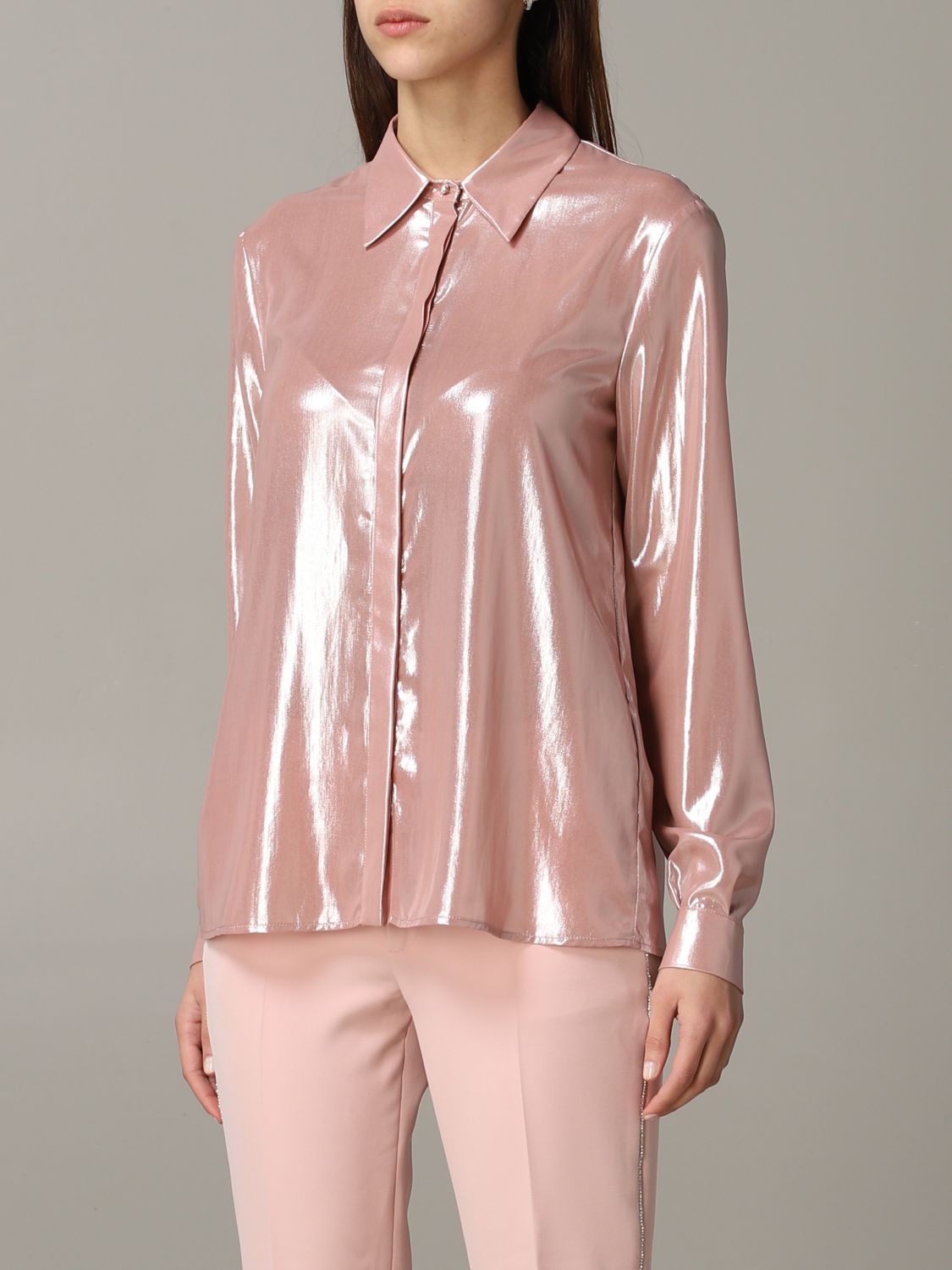Liu Jo Outlet: shirt in metallic fabric - Blush Pink | Liu Jo
