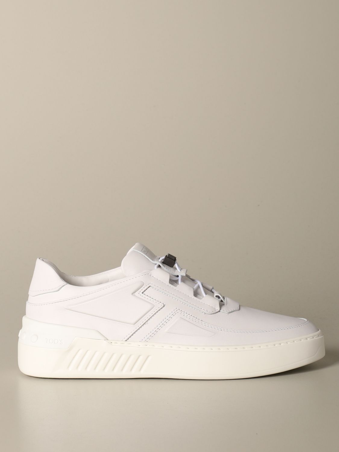 TOD'S: sneakers leather with carved big T - White Tod's sneakers XXM14C0CT10 online on GIGLIO.COM