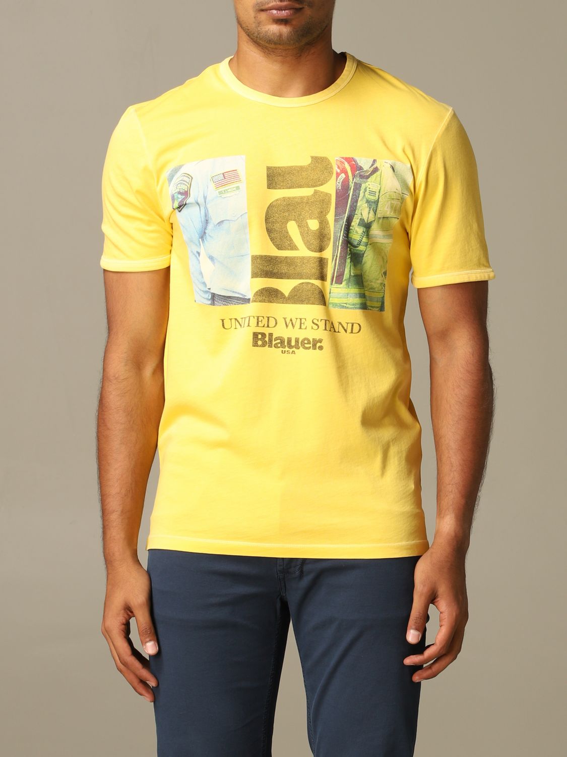 Blauer Outlet: t-shirt for men - Yellow | Blauer t-shirt 20SBLUH02256 ...