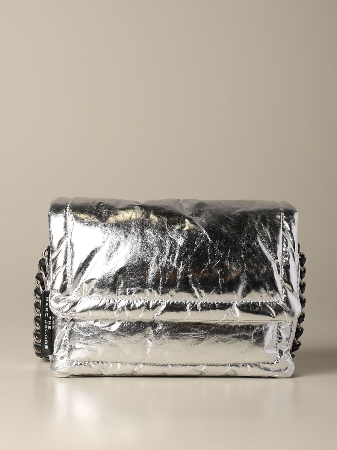 Marc Jacobs Outlet shoulder bag in metallic nylon Silver Marc