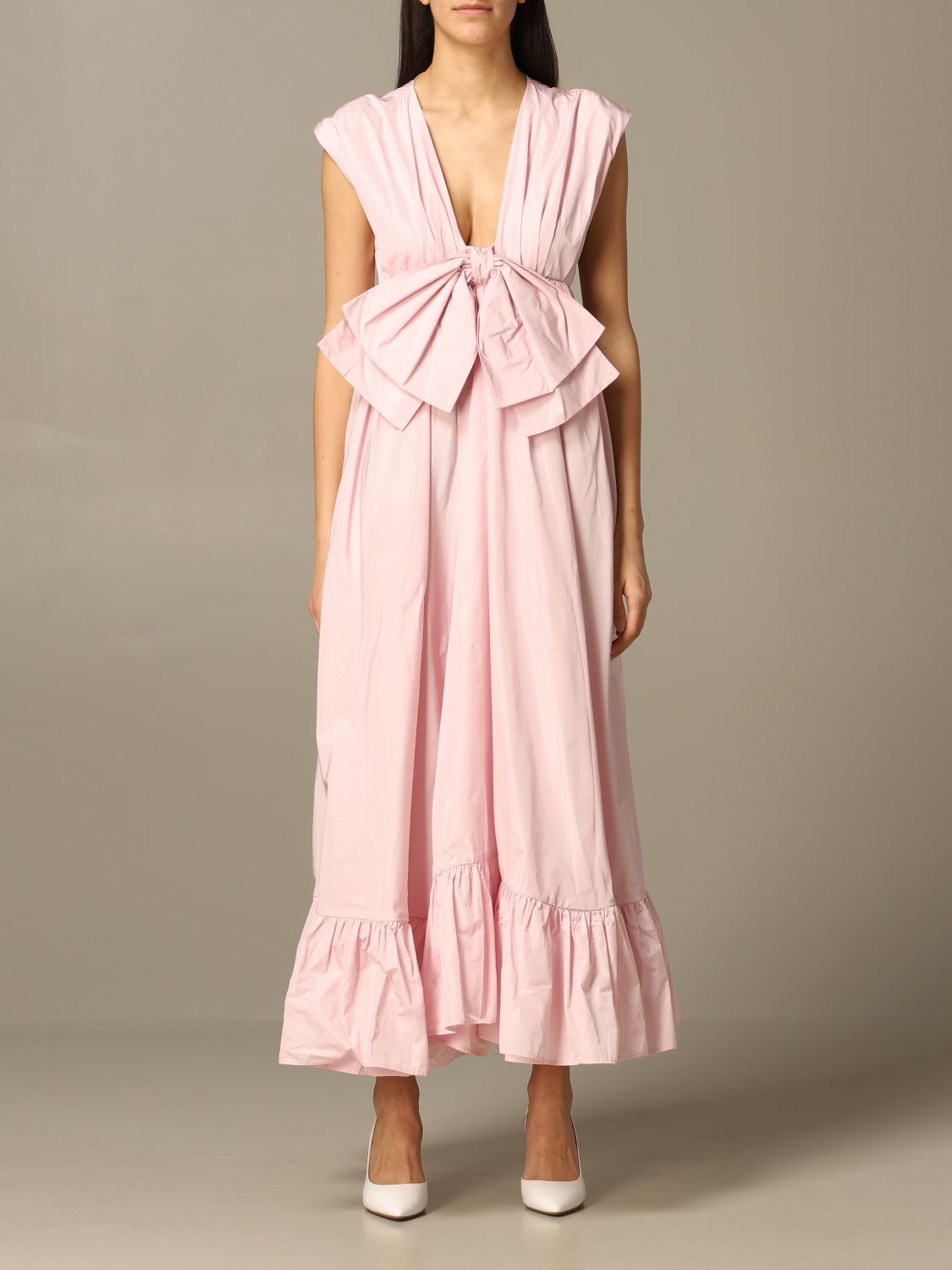 Msgm Outlet: Long dress with maxi bow ...