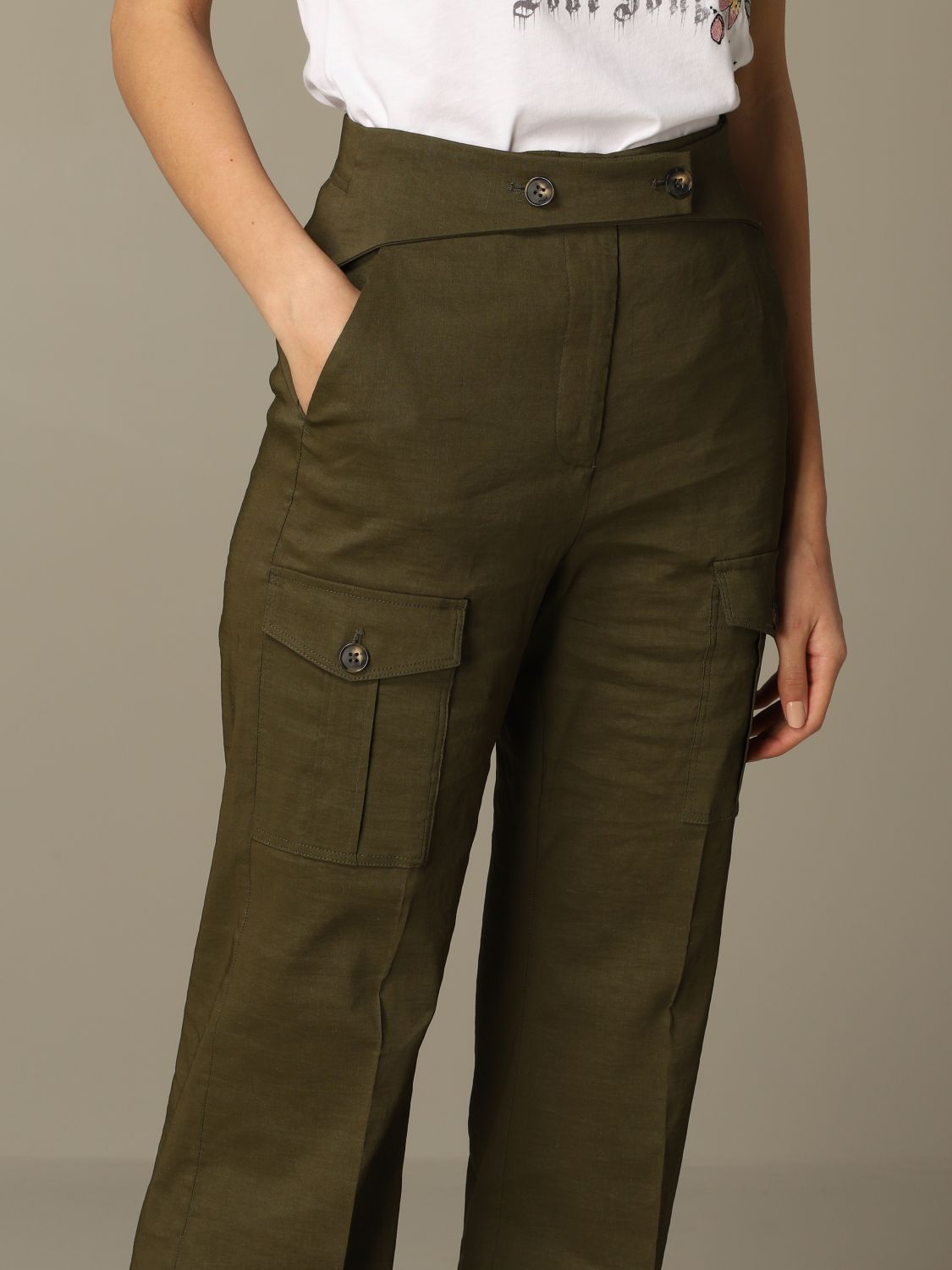 button high waisted trousers