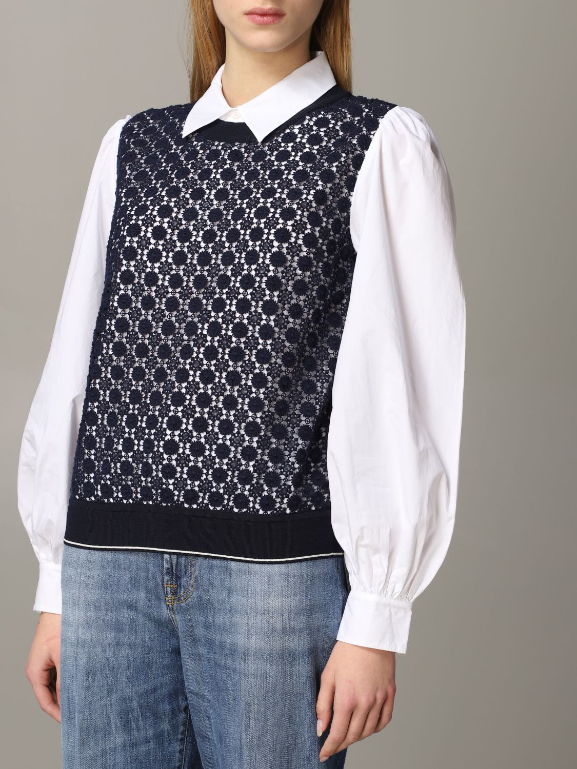 Tory Burch Outlet: sweater for woman - Blue | Tory Burch sweater 63197  online on 
