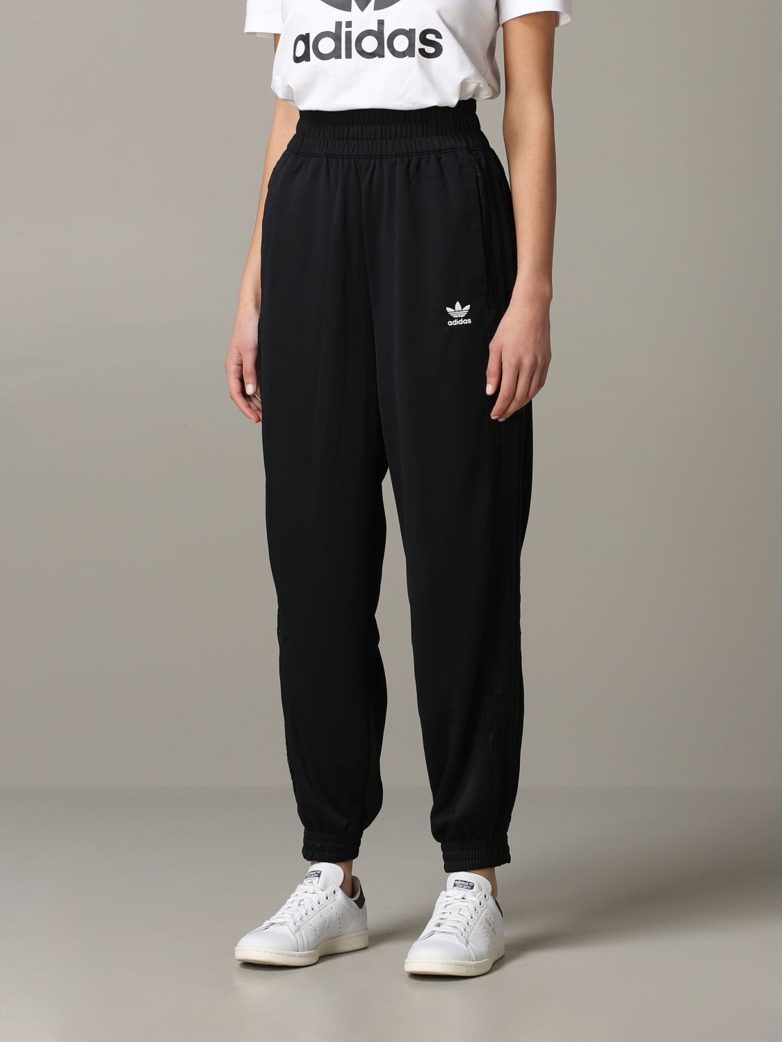 Pantalone Adidas Originals: Pantalone jogging Adidas Originals con bande in pizzo nero 4