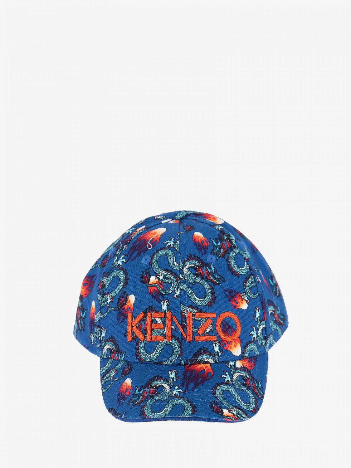 Kenzo Junior Outlet Cappello con stampa drago all over Blue