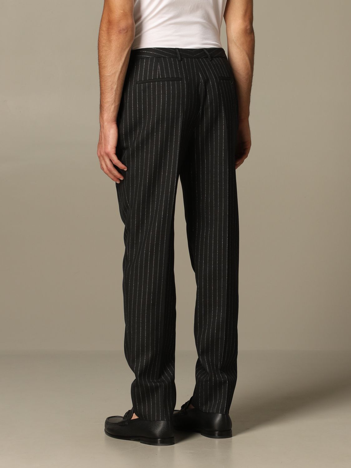 SAINT LAURENT: pinstripe trousers | Pants Saint Laurent Men Black ...
