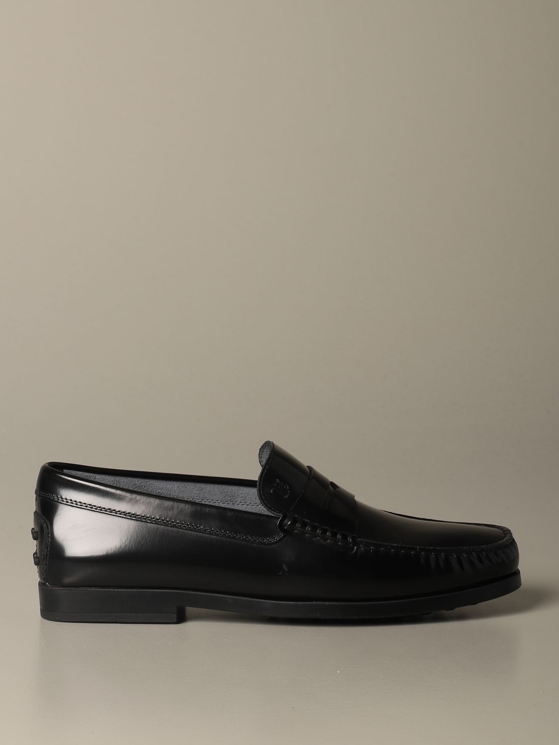 tods mens black loafers