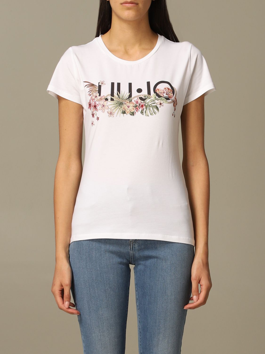 Practical First notice Liu Jo Outlet: t-shirt with floral print and logo - White | Liu Jo t-shirt  FA0422J5003 online on GIGLIO.COM